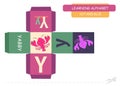 ÃÂ¡ut and glue the cube: Letter Y. Educational game for kids. Cute zoo alphabet a-z in vector for children. Letter Y